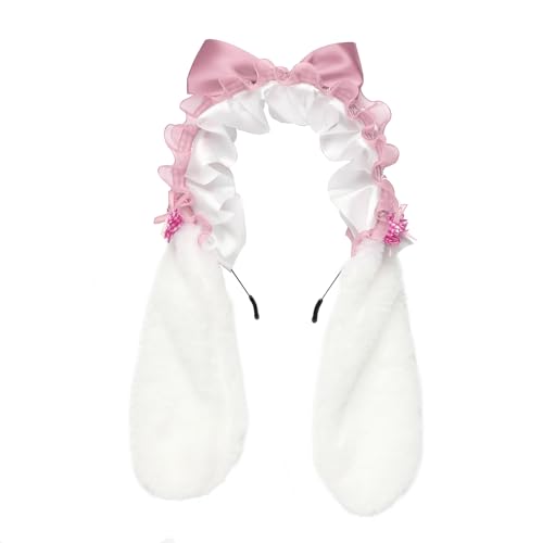 iiniim Lolita Kopfschmuck Kaninchenohren Haarband mit Clips gekräuseltes Haarband für Frau Mädchen Rosa 3 One Size iiniim Lolita Kopfschmuck Kaninchenohren Haarband mit Clips gekräuseltes Haarband für Frau Mädchen Rosa 3 One Size von iiniim