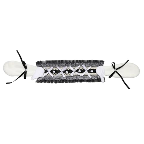iiniim Lolita Kopfschmuck Kaninchenohren Haarband mit Clips gekräuseltes Haarband für Frau Mädchen Schwarz 4 One Size von iiniim