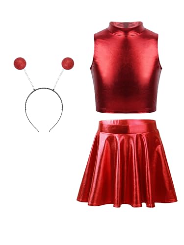 iiniim Mädchen Alien Kostüm Space Girl Kleid Metallic Crop Top Oberteile mit Minirock Haarreif Space Alien Outfit Karneval Fasching Partykleid Rot 170-176 iiniim Mädchen Alien Kostüm Space Girl Kleid Metallic Crop Top Oberteile mit Minirock Haarreif Space Alien Outfit Karneval Fasching Partykleid Rot 170-176 von iiniim