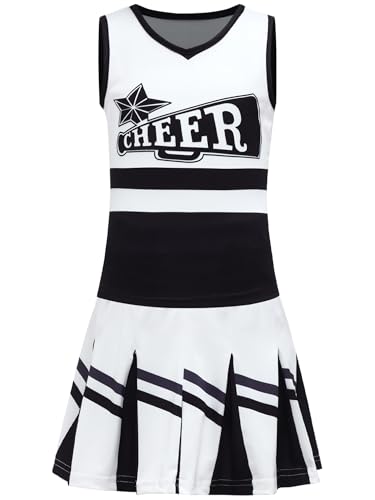 iiniim Mädchen Cheer Leader Kostüm Ärmellos Cheer Kleid Tank Tops + Rock Cheerleading Uniform Halloween Karneval Fasching Tanzkleid von iiniim