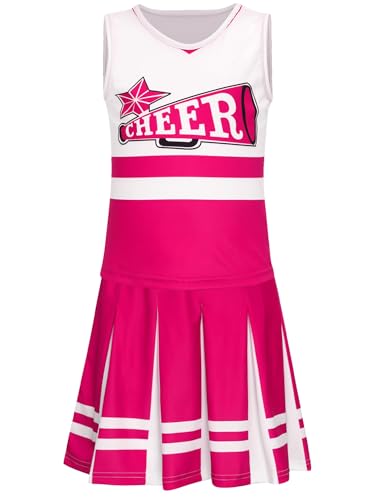 iiniim Mädchen Cheer Leader Kostüm Ärmellos Cheer Kleid Tank Tops + Rock Cheerleading Uniform Halloween Karneval Fasching Tanzkleid von iiniim