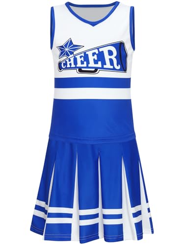 iiniim Mädchen Cheer Leader Kostüm Ärmellos Cheer Kleid Tank Tops + Rock Cheerleading Uniform Halloween Karneval Fasching Tanzkleid von iiniim