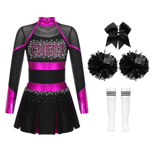 iiniim Mädchen Cheer Leader Kostüm Cheerleading Uniform Langarm Kleid mit Pompoms Socken Haarband Karneval Fasching Kostüm A Rosa&Weiß 146-152 iiniim Mädchen Cheer Leader Kostüm Cheerleading Uniform Langarm Kleid mit Pompoms Socken Haarband Karneval Fasching Kostüm A Rosa&Weiß 146-152 von iiniim