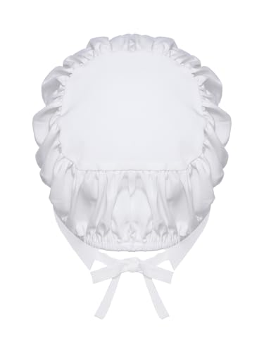 iiniim Mädchen Dienstmädchen Mütze Mittelalterliche Kolonial Pionier Haube Zubehör Für Zimmermädchen Hausmädchen Kleid Weiß 170-176 von iiniim
