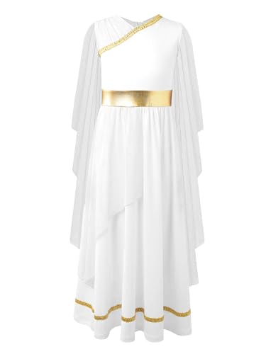 iiniim Mädchen Griechische Göttin Kostüm Antike Griechische Toga Kostüm Prinzessin Kleid Halloween Kostüm Karneval Fasching Mottoparty A Weiß A 158-164 von iiniim