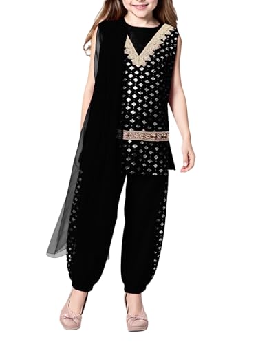 iiniim Mädchen Indische Ethnische Kleidung Blumendruck Tank Tops + Pumphose + Schal Arabische Prinzessin Outfits Bauchtanz Tanzkostüm Schwarz 134-140 iiniim Mädchen Indische Ethnische Kleidung Blumendruck Tank Tops + Pumphose + Schal Arabische Prinzessin Outfits Bauchtanz Tanzkostüm Schwarz 134-140 von iiniim
