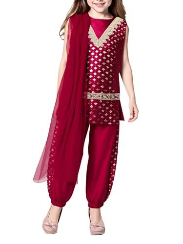 iiniim Mädchen Indische Ethnische Kleidung Blumendruck Tank Tops + Pumphose + Schal Arabische Prinzessin Outfits Bauchtanz Tanzkostüm Weinrot 122-128 iiniim Mädchen Indische Ethnische Kleidung Blumendruck Tank Tops + Pumphose + Schal Arabische Prinzessin Outfits Bauchtanz Tanzkostüm Weinrot 122-128 von iiniim