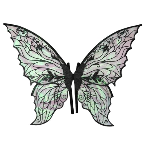 iiniim Mädchen Kinder Glitzer Feenflügel Funkelnde Schmetterlingflügel Prinzessin Elfenflügel Halloween Engelsflügel Mottoparty Fotografie Partygeschenk Zubehör Schwarz One Size von iiniim