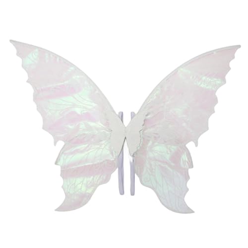 iiniim Mädchen Kinder Glitzer Feenflügel Funkelnde Schmetterlingflügel Prinzessin Elfenflügel Halloween Engelsflügel Mottoparty Fotografie Partygeschenk Zubehör Weiß One Size von iiniim