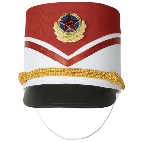 iiniim Marschband Hut Trommel Major Uniform Hut Kinder Nussknacker Hut Soldat Hut Verkleidung Dress-Up Cosplay Fasching Kostüm Accessoires Type C Rot One Size von iiniim