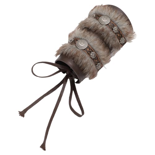 iiniim Mittelalterliche Armschienen Wikinger Kunstleder Armschützer Handgelenkschutz Krieger Gladiator Armrüstung Cosplay Fasching Braun A One Size von iiniim