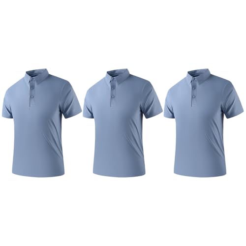 iiniim Modernes & Trendiges Herren Golf-business-shirt, Kurzärmlig, Mit Stehkragen, Aus Kühlem Seide-material, Hautfreundlich Und Bequem, Businessfreizeitlich Blau XXL iiniim Modernes & Trendiges Herren Golf-business-shirt, Kurzärmlig, Mit Stehkragen, Aus Kühlem Seide-material, Hautfreundlich Und Bequem, Businessfreizeitlich Blau XXL von iiniim