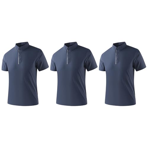 iiniim Modernes & Trendiges Herren Golf-business-shirt, Kurzärmlig, Mit Stehkragen, Aus Kühlem Seide-material, Hautfreundlich Und Bequem, Businessfreizeitlich Dunkelblau 3XL iiniim Modernes & Trendiges Herren Golf-business-shirt, Kurzärmlig, Mit Stehkragen, Aus Kühlem Seide-material, Hautfreundlich Und Bequem, Businessfreizeitlich Dunkelblau 3XL von iiniim