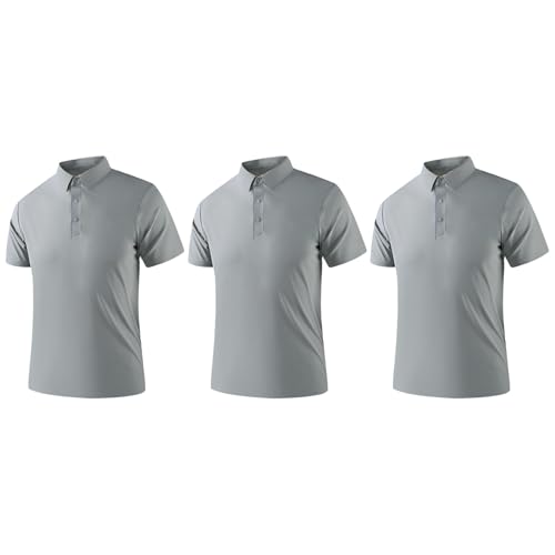 iiniim Modernes & Trendiges Herren Golf-business-shirt, Kurzärmlig, Mit Stehkragen, Aus Kühlem Seide-material, Hautfreundlich Und Bequem, Businessfreizeitlich Grau 4XL iiniim Modernes & Trendiges Herren Golf-business-shirt, Kurzärmlig, Mit Stehkragen, Aus Kühlem Seide-material, Hautfreundlich Und Bequem, Businessfreizeitlich Grau 4XL von iiniim