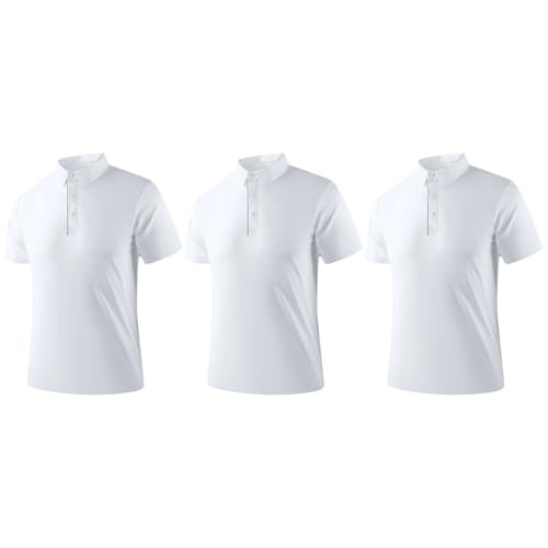 iiniim Modernes & Trendiges Herren Golf-business-shirt, Kurzärmlig, Mit Stehkragen, Aus Kühlem Seide-material, Hautfreundlich Und Bequem, Businessfreizeitlich Weiß XXL iiniim Modernes & Trendiges Herren Golf-business-shirt, Kurzärmlig, Mit Stehkragen, Aus Kühlem Seide-material, Hautfreundlich Und Bequem, Businessfreizeitlich Weiß XXL von iiniim