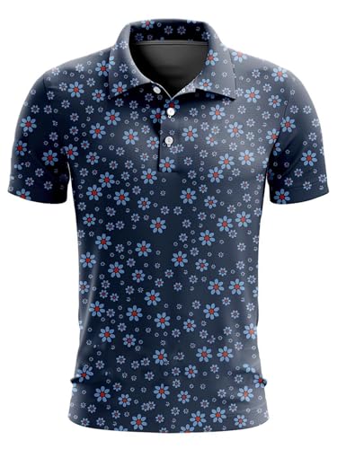 iiniim Neues Herren-casual-golf-shirt Sommer, Druckmuster (blumen), Atmungsaktiv, Schweißableitend, Relaxed Fit Typ I 4XL von iiniim