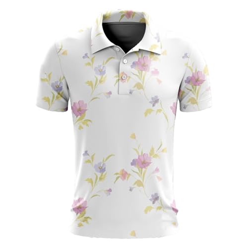 iiniim Neues Herren-casual-golf-shirt Sommer, Druckmuster (blumen), Atmungsaktiv, Schweißableitend, Relaxed Fit Typ K 5XL von iiniim