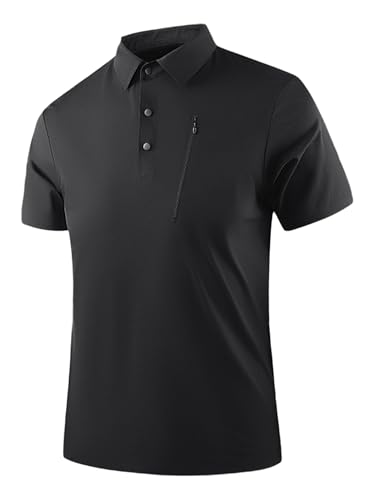 iiniim Neues Hochwertiges Herren-Golf-T-Shirt Sommer, Ice-Silk, Umschlagkragen, Nahtlos, Sportlich Und Casual Schwarz XL von iiniim
