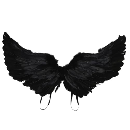 iiniim Realistische Federflügel Engelsflügel für Halloween-Partys Maskenball-Kostümzubehör Schwarz 60 * 35cm Einheitsgröße von iiniim