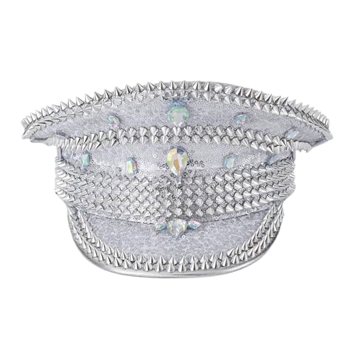 iiniim Unisex Pailletten Strass Kapitänsmütze Luxury Matrosenhut Modische Party Militärkappe Glitzernde Kopfbedeckung Mottoparty Silber Einheitsgröße iiniim Unisex Pailletten Strass Kapitänsmütze Luxury Matrosenhut Modische Party Militärkappe Glitzernde Kopfbedeckung Mottoparty Silber Einheitsgröße von iiniim