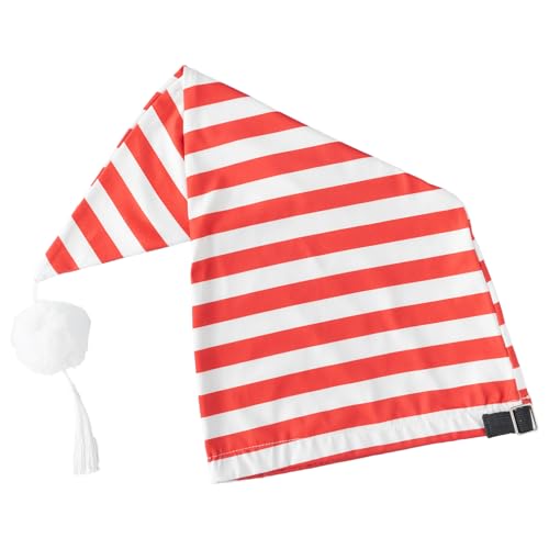 iiniim Unisex Zipfelmütze Gestreifte Schlafmütze mit Bommel Zwergenmütze Fasching Nachthaube Nachthemd Accessoire Mottoparty Karneval Kostüm Zubehör Rot One Size von iiniim