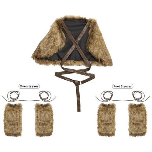 iiniim Viktorianische Schulter Wrap Armstulpen Beinwärmer Set Gothic Kunstpelz Cape Schal Wikinger Krieger Shrug Schal Cosplay Fasching Party 1 Set One Size iiniim Viktorianische Schulter Wrap Armstulpen Beinwärmer Set Gothic Kunstpelz Cape Schal Wikinger Krieger Shrug Schal Cosplay Fasching Party 1 Set One Size von iiniim
