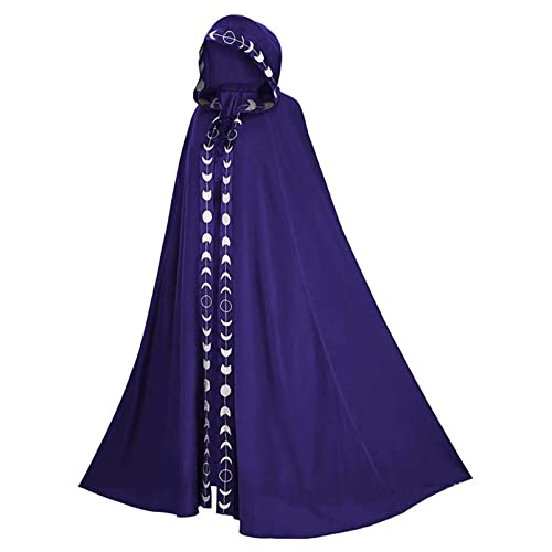 iixpin Umhang mit Kapuze Herren Damen Lange Cape Mantel Renaissance Mittelalter Kleidung Halloween Karneval Mottoparty Kostüm Outfit Violett 4XL-5XL von iixpin