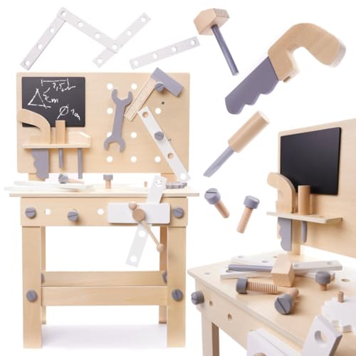 ikonka, DIY Werkbank | Hölzerne Werkstatt mit Werkzeugen auf einem Tisch DIY Set | Praktisches Kreatives Spielzeug mit Zubehör ikonka, DIY Werkbank | Hölzerne Werkstatt mit Werkzeugen auf einem Tisch DIY Set | Praktisches Kreatives Spielzeug mit Zubehör von ikonka