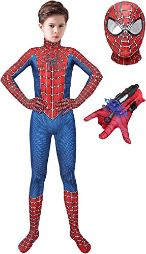 iksya Spider kostum Children Kinder Spider Costume - Kids Party Cosplay Superhero Suit + Launcher - Halloween Christmas Carnival Jumpsuit Set Gift Boys (Color : E, Size : XL 140-150cm) von iksya