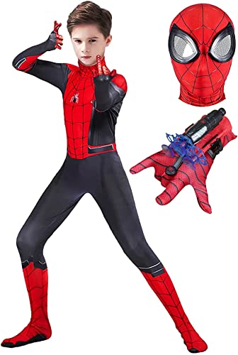 iksya Spider kostum Children Kinder Spider Costume - Kids Party Cosplay Superhero Suit + Launcher - Halloween Christmas Carnival Jumpsuit Set Gift Boys (Color : B, Size : M 120-130cm) von iksya