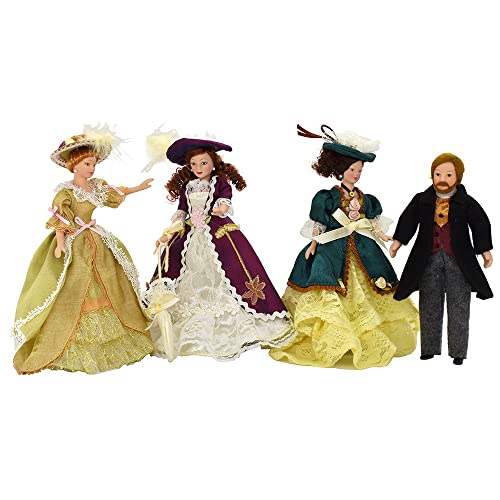 iLAND Puppenhaus-Puppen 1:12 Maßstab, Mini Puppen im viktorianischen Stil, Porzellan-Spielfiguren-Set (Edel 4 Stück) von iland world