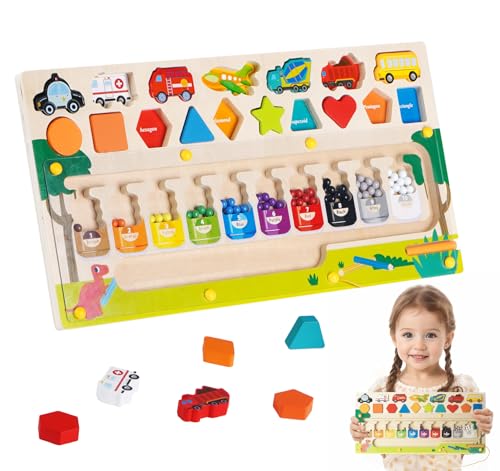 ilauke Montessori Spielzeug ab 3 4 Jahre - Magnetisches Motorikspielzeug mit Zahlen, Farben, Kinder Holzspielzeug Zahlen und Farben Lernspiele Motorikspielzeug Geschenkbox für Jungen Mädchen von ilauke