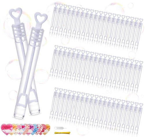ilauke Seifenblasen Hochzeit Set mit Herzgriff, 60 Stück Wedding Bubbles, Seifenblasen Herzform Mini Bubbles 40er Anhänger und EIN Demontagewerkzeug, für Hochzeit und Geburtstagsfeier von ilauke