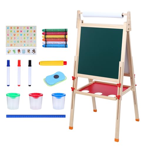 ilkqeppe Kinderstaffner, hölzerne Kinderstraßen mit Papierrolle, Höhenverstellbarer magnetischer doppelseitiger trockener Löschbrett Hölzern ilkqeppe Kinderstaffner, hölzerne Kinderstraßen mit Papierrolle, Höhenverstellbarer magnetischer doppelseitiger trockener Löschbrett Hölzern von ilkqeppe