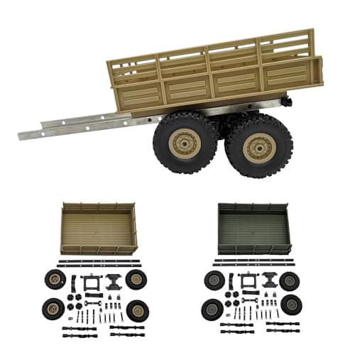 illuevagrun DIY 4-Rad-Anhänger Set Original Modifikations zubehör für RC-Autoteile Army Truck Trailer (Grün) von illuevagrun