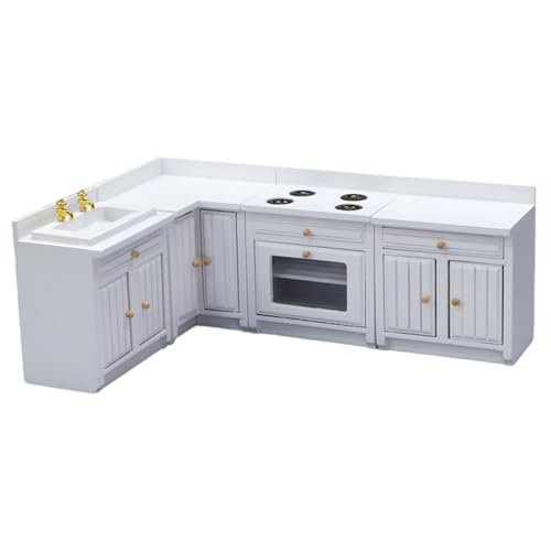 4pcs Dollhouse Kitchenset, Holzspüle Waschkabinen Kochkochtisch Set, Dollhouse Möbel Delikates Modell Realistisches Zubehör tun Spiel DIY Supplies, weiße Küche 4pcs Dollhouse Kitchenset, Holzspüle Waschkabinen Kochkochtisch Set, Dollhouse Möbel Delikates Modell Realistisches Zubehör tun Spiel DIY Supplies, weiße Küche von imFreienawn