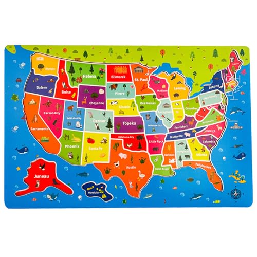Kinder Rätsel, 45pcs USA Map Puzzles Holzmagnet für Kinder im Alter von 4 bis 6 Jahren, rot Kinder Rätsel, 45pcs USA Map Puzzles Holzmagnet für Kinder im Alter von 4 bis 6 Jahren, rot von imFreienawn