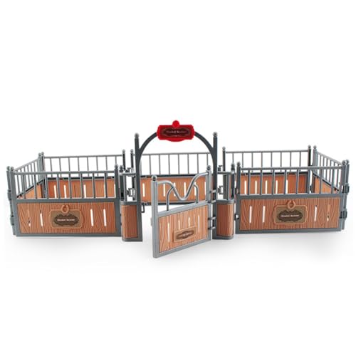 Pferd Stallset Zaun 17.3x7.9x5.9 '' Realistisches Plastik Pferdes Scheune Spielset Zaun imaginärer und kreativer Bildungspersonalzubehör für Liebhaber Scheune von imFreienawn