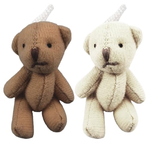 Pocket Bear 2pcs 1/12 Skala süße winzige Bären PP Baumwolle gefüllt kleine Bären mit hängenden Seil Mini -Bärenspielzeug für Puppenhauszubehör DIY Weihnachts -Dekorationen Partyvorbevorzugten von imFreienawn