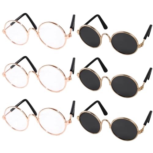 Puppenbrille 6 Paare Metall Wire Puppe Sonnenbrille Klassische Retro -Brillen Eyewear Mini Sonnenbrille für Handwerk Puppen Haustiere Kostüm Cosplay Foto Requisite von imFreienawn