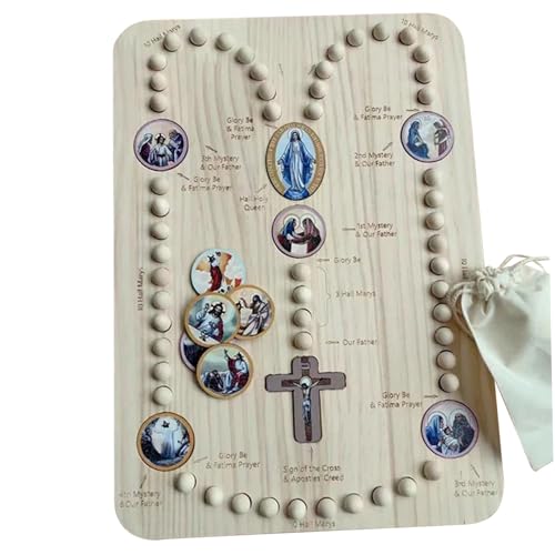 imFreienawn Holzrosenkranzbrett, Cognitive Educational Prayer Board, mit 22 Mysteries -Karten & 54 Rosenkranz & 1 für Kinder, um die Konzentration während des Lernens zu verbessern imFreienawn Holzrosenkranzbrett, Cognitive Educational Prayer Board, mit 22 Mysteries -Karten & 54 Rosenkranz & 1 für Kinder, um die Konzentration während des Lernens zu verbessern von imFreienawn