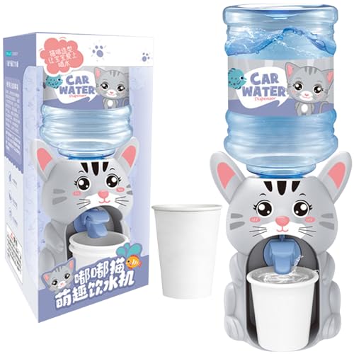 imFreienawn Mini -Wasserspender für Kinder niedliche Cartoon Tier Mini -Getränkspender tun Spielspielzeug mit 2 Tassen tragbare abnehmbare Wasserbrunnen für Kinder Geschenkkatze von imFreienawn