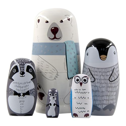 imFreienawn Russische Puppen, 5 Stück, stapelbare Holzpuppen, 5-stöckig, niedlich, pädagogisch, traditionell, russisch, für Kinder, Erwachsene, Russisch von imFreienawn