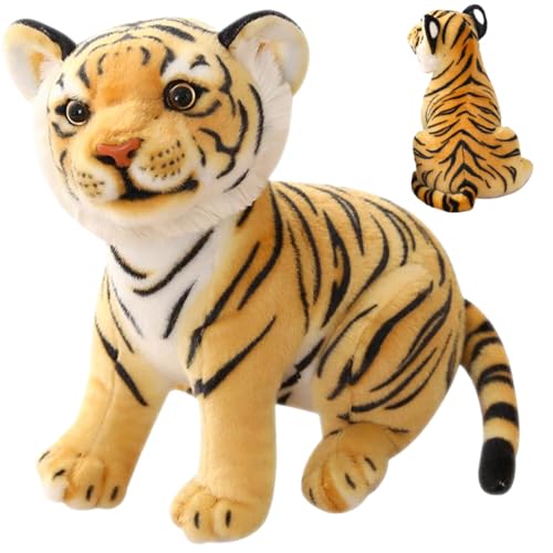 imFreienawn Tiger ausgestopfte Tier süße Cartoon Simulation Stoffeded Tiger 10.6 Zoll Plüsch weich und bequem Tigger Tiergeschenk für Kinder Jungen Mädchen, Gelb von imFreienawn