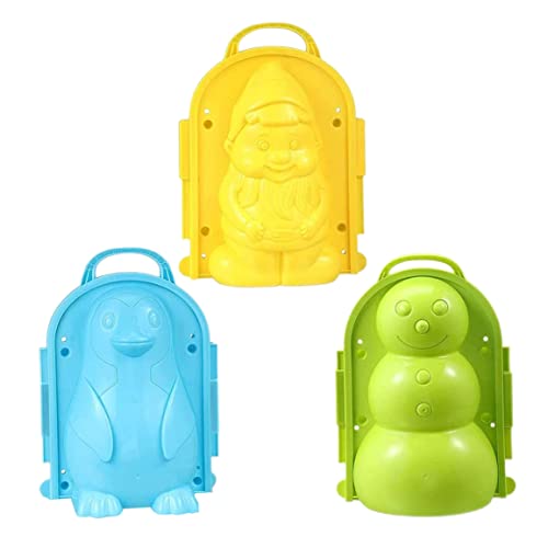 imFreienawn Winter Snowman Penguin Snowball Maker Clip Snow Form Tool Kinder Outdoor -Spielzeug (Snowman Green + Penguin Blue + Elf Gelb) von imFreienawn