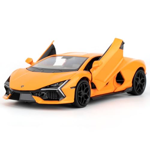 1/32 Lamborghini Reventon Alloy Modellauto, Modellspielzeug mit Pull Back Funktion, Spielzeugauto, das Geräusche und helles Licht macht, Modellspielzeug für die Sammlung, Geschenk für Kinder (orange) von imtfzct