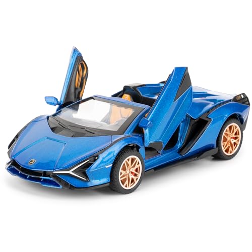 imtfzct 1/32 Sian Roadster Legierung Auto-Modell, bringen die Zugfunktion Sound und Licht Spielzeugauto, geeignet für die Sammlung von Modellautos, Geschenke für Kinder (blau) von imtfzct