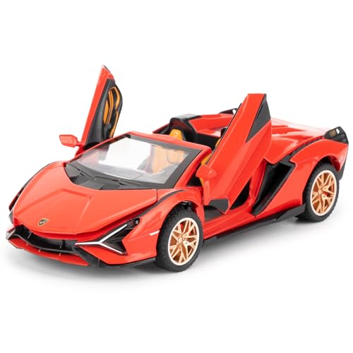 imtfzct 1/32 Sian Roadster Legierung Auto-Modell, bringen die Zugfunktion Sound und Licht Spielzeugauto, geeignet für die Sammlung von Modellautos, Geschenke für Kinder (rot) von imtfzct