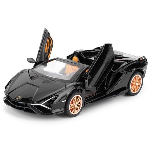 imtfzct 1/32 Sian Roadster Legierung Auto-Modell, bringen die Zugfunktion Sound und Licht Spielzeugauto, geeignet für die Sammlung von Modellautos, Geschenke für Kinder (schwarz) von imtfzct