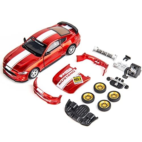 imtfzct 1/42 abnehmbares Ford-Automodell, DIY-Automodellbausatz, pädagogisches Puzzlespielzeug, Kinderspielzeug mit zu öffnender Tür, Geschenke für Kinder (rot) von imtfzct